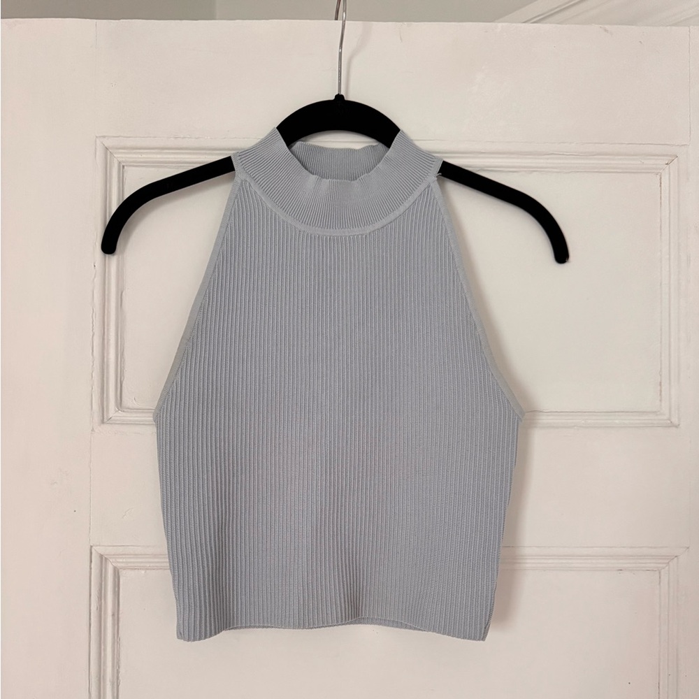 Aritzia Babaton Light Blue Ribbed Tank Top